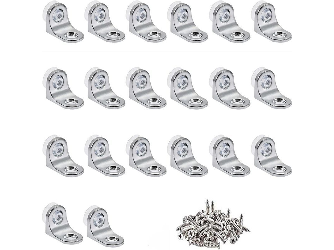 Suporte de canto L de aço inoxidável, ângulo reto, para prateleiras de vidro e metal, 20 peças S/MARCA