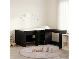 Vidaxl Cama Alta Para Crianças Com Mesa 2 Unid. Carvalho Preto