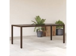 Mesa De Jardim Com Tampo De Vidro 190x90x75 Cm Vime Pe Castanho