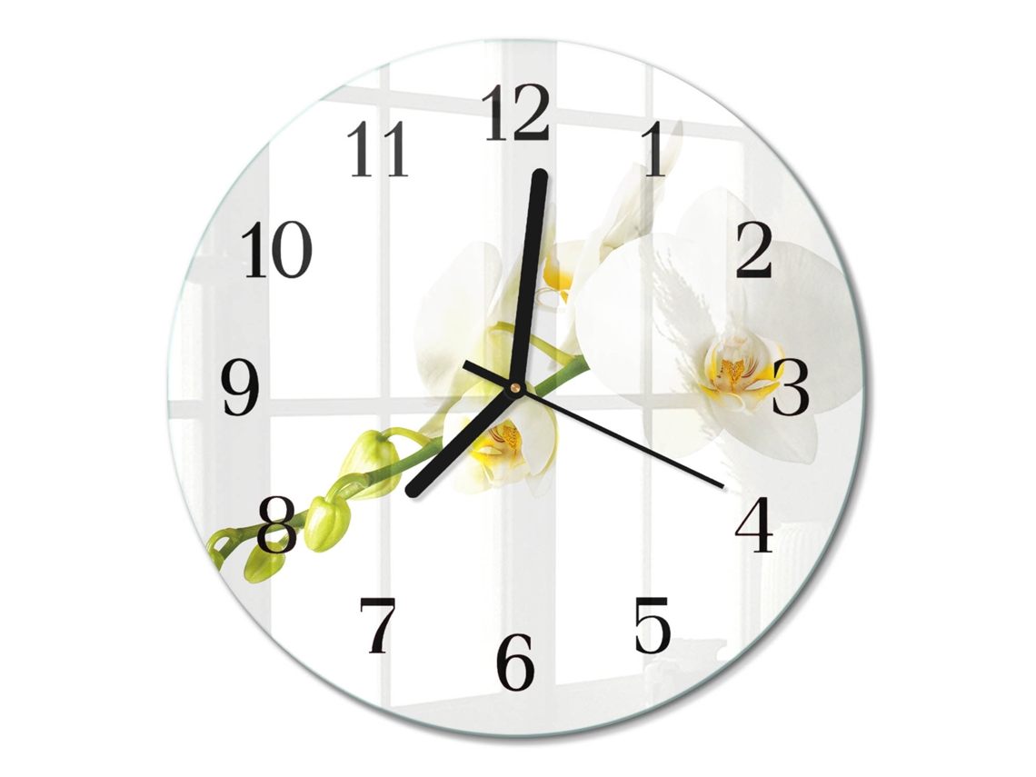 Relógio De Parede De Vidro Orquídea Espelharte (30 Cm)