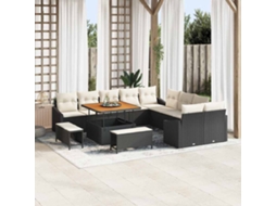 Vidaxl Conjunto De Sofá De Jardim 13 Pcs Preto Rattan Sintético