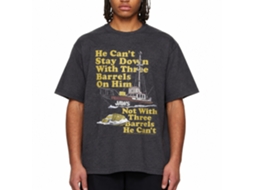 Rockinstone Jaws Movie 70's Barrels Heather Navy Adult T-shirt Size:xl
