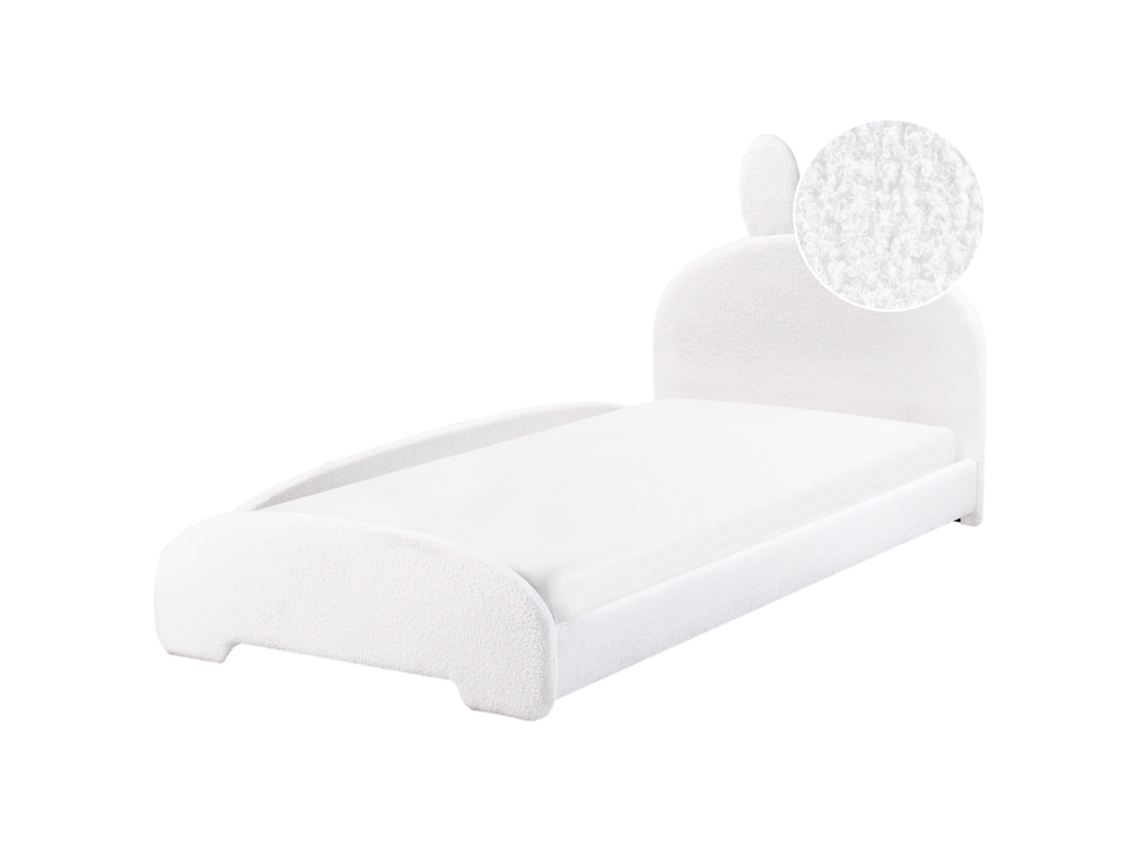 Cama Infantil Em Bouclé Com Orelhinhas Beliani Perros De Bouclé Branco Creme 90x200