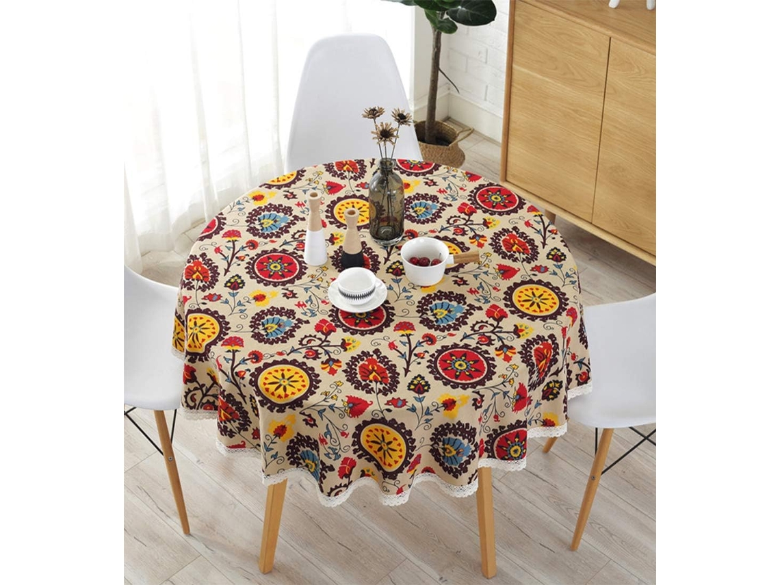 Toalha De Mesa Redonda Meiosuns, Toalha De Mesa De Linho E Algodão, Toalha De Mesa De Girassol, Capa De Mesa De Renda, Versátil Para Ambientes Interno