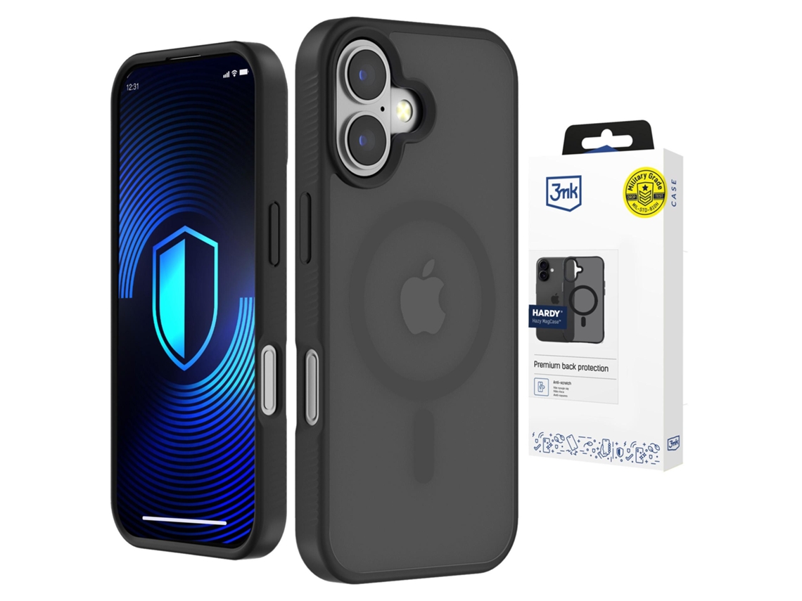 Capa Apple iPhone 17 3mk MagCase™ HARDY® Hazy MILITAR RESISTENTE anti-scratch (preto)