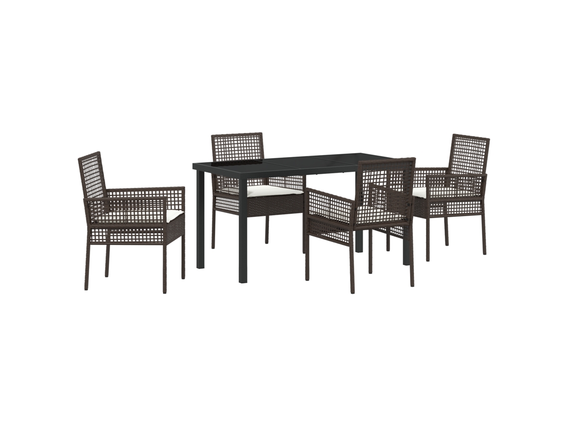 Conjunto 5 Móveis Para Exterior Vidaxl Castanho Vime Pe (140 X 70 X 73 Cm)