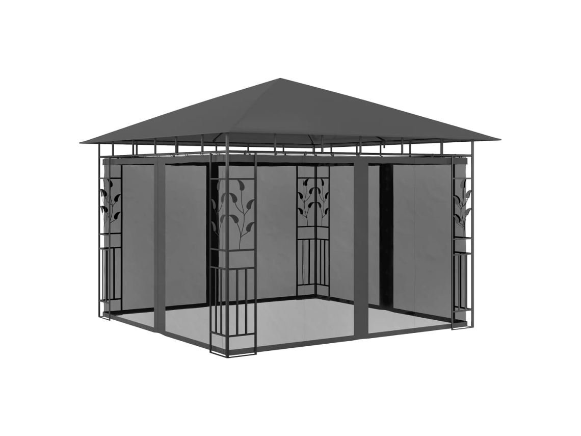 Vidaxl Gazebo Com Rede Mosquiteira 3x3x2,73 M 180 G/m² Antracite