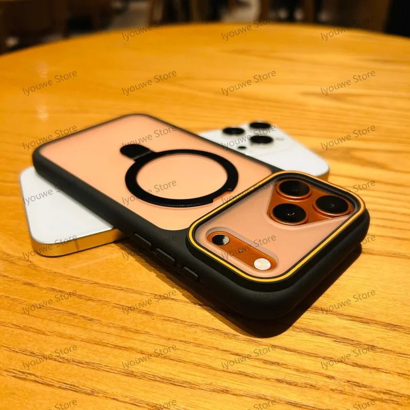 Capa Protetora Magnética Transparente Fosca (para Iphone 13 Pro Max, Cor Preta), Compatível Com Carregamento Sem Fio.