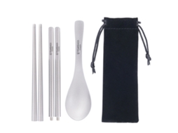 Conjunto Colher e Palitos de Prata Portátil