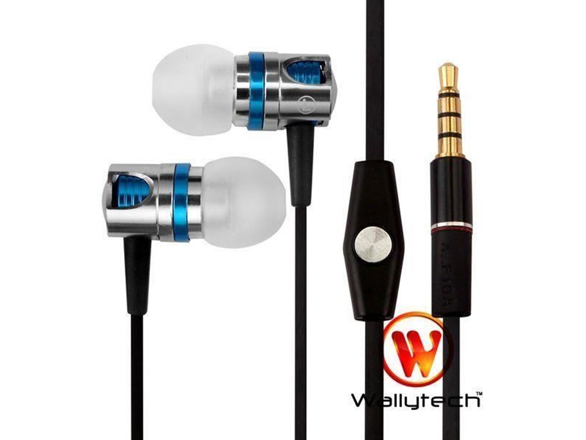 Fones de Ouvido Intra-Auriculares Wallytech Azuis e Cromados