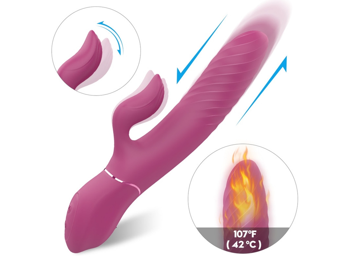 Vibrador Telescpico De Massagem Aquecida 2 Em 1 Com 9 Modos Para Mulheres (rosa Vermelha)