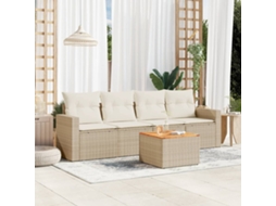 Conjunto de sofá de jardim de 5 peças com almofadas de veludo bege Lovely Home
