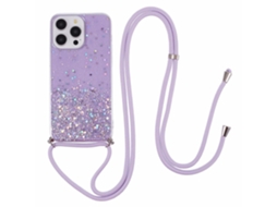 Correia Casa Para Iphone 14 Pro Max Pele Sintética Roxo