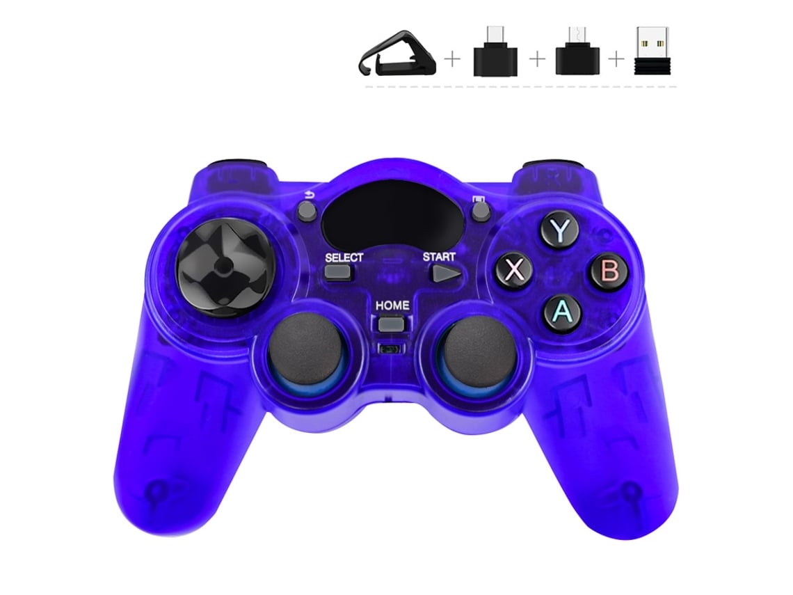 Comando  Joystick Wireless 2.8g Adequado Para Smartphones Tablets E Caixas De Tv Inteligentes Azul Transparente*