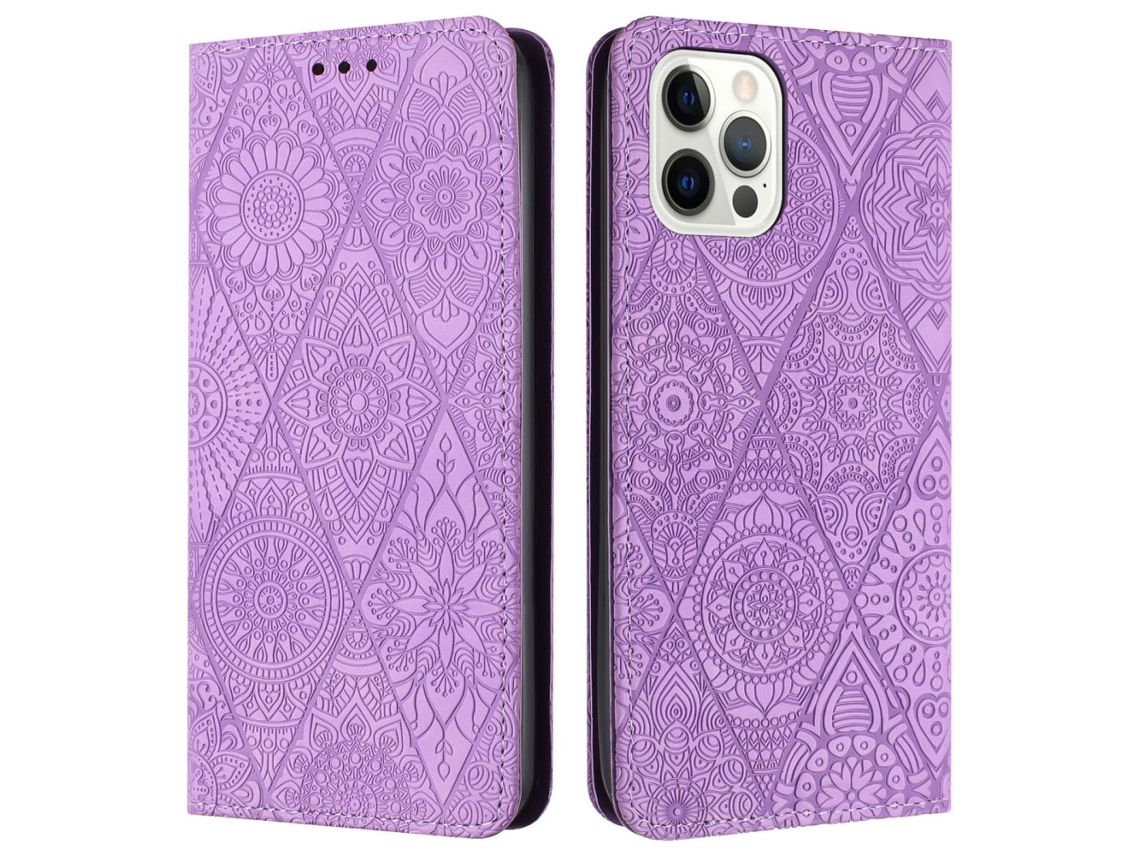 Capa Em Couro Pu Com Suporte Para Apple Iphone 16 Pro Max - Roxo