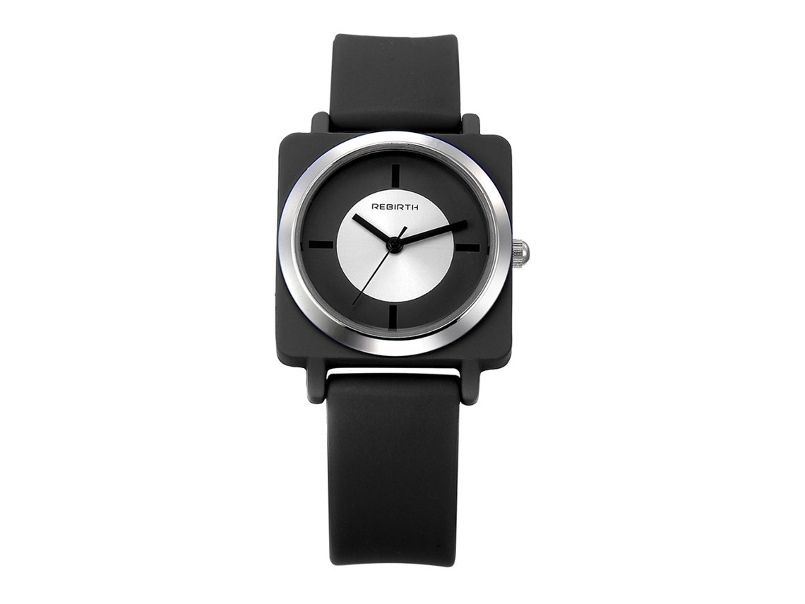 Rebirth Relógio de Pulso de Silicone com Movimento de Quartzo Estilo Moderno Preto