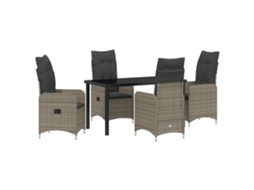 Conjunto 5 De Jantar De Jardim Vidaxl Com Almofadas Cinza Rattan Pe