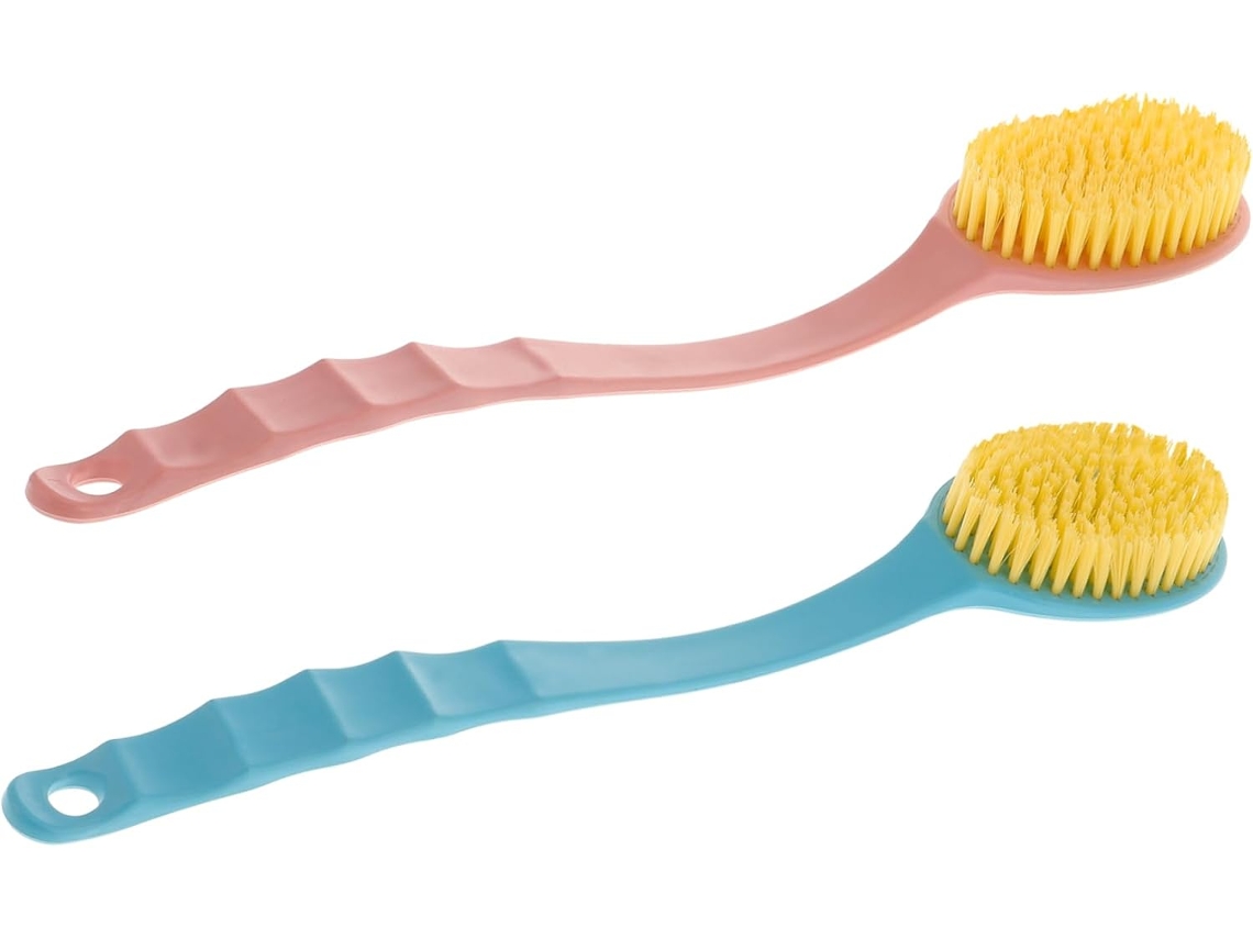 Conjunto De 2 Escovas Banho Com Cabo Longo Em Pp E Pbt Acessórios Eficazes Para Uma Esfoliação Suave Das Costas