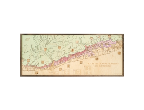 Mapa 3D com Moldura Côte de Nuits Madeira Multicolorido 152X6X61 Cm CUTTING BROTHERS