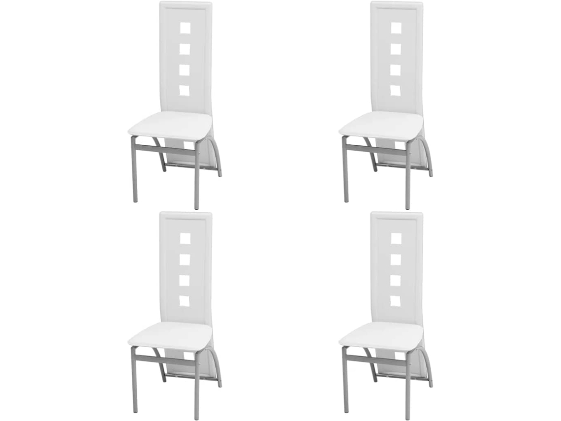 Vidaxl Cadeiras De Jantar 4 Pcs Couro Artificial Branco