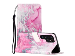 Capa De Couro Pu Com Padrão De Mármore E Desenho Colorido Para Samsung Galaxy S22 Ultra 5g
