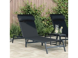 Vidaxl Espreguiçadeira Preto E Anthracite 197 X 54 X 86 Cm Aço
