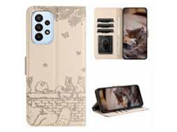 Capa De Couro Para Celular Com Estampa De Gato E Cordão