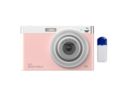 Halinuia Câmera Digital 4k Zoom Óptico 8x Tela 2,88 Polegadas (rosa + Leitor + Limpador)