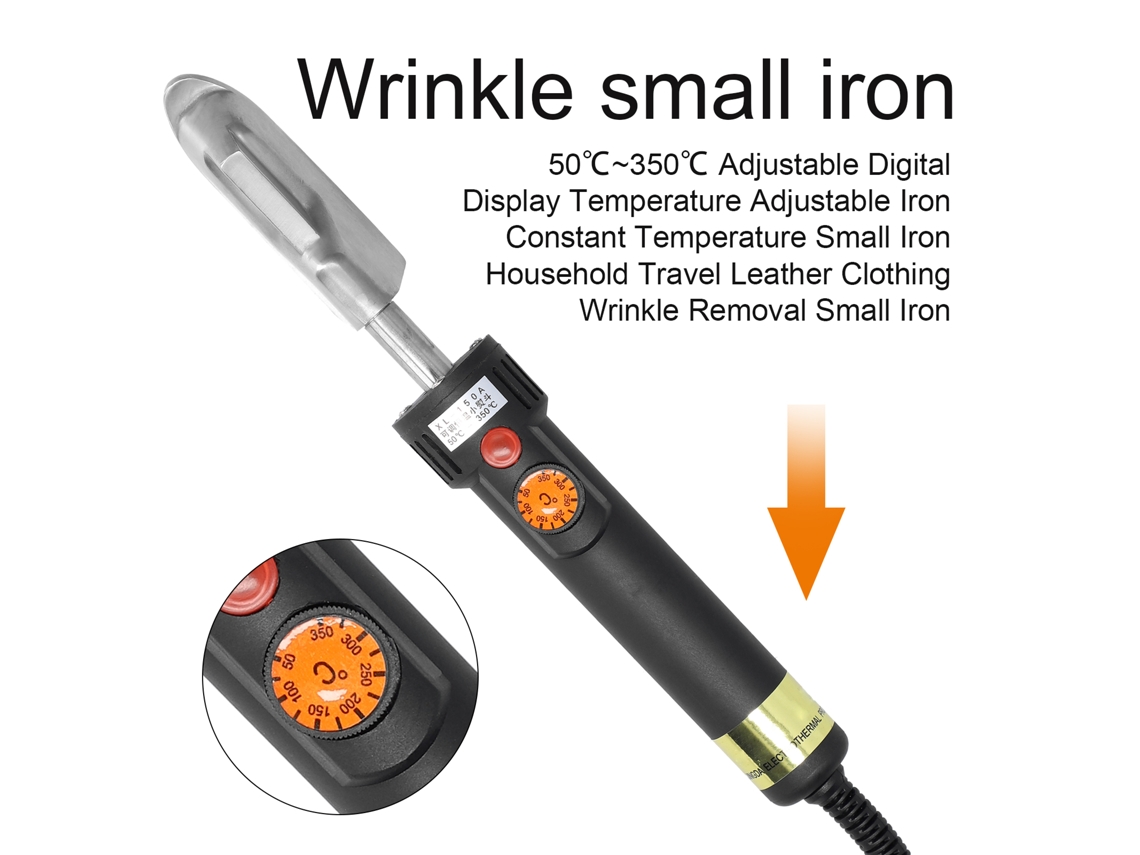 Ferro de passar roupa com temperatura constante ajustável, 220V, 150W, 50℃~350℃, com visor digital, compacto para casa, viagens, couro e roupas, remove rugas.