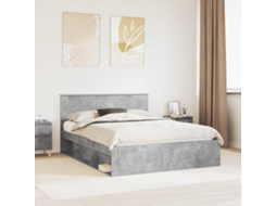Vidaxl Estrutura Da Cama Com Cabeceira Cinza Concreto 150 X 200 Cm