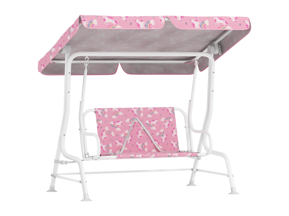 Balanço infantil de 2 lugares, 112x75x120 cm rosa