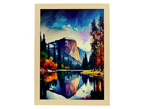 NACNIC Yosemite Park Poster Em Estilo De Tinta A Óleo Ilustrações De Monumentos E Cidades Em Estilo Fotográfico Em Cores A3 Wood Marcos