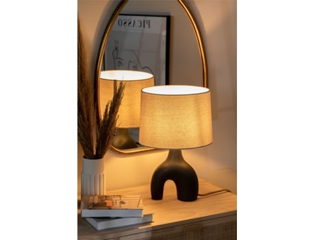 Candeeiro de Mesa SKLUM (Preto - 43 cm - CerÃ?Â¢mica e Linho - E27)