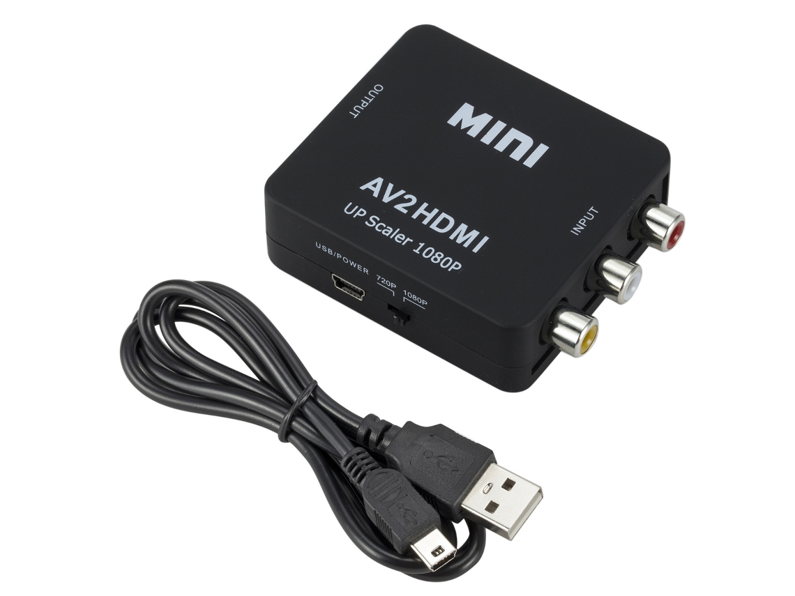 Conjunto De 1 Peça, Preto, Conversor Av Para Hdmi Mini Conversor De Vídeo Av Para Hdmi Hd Av2hdmi Aquaforge