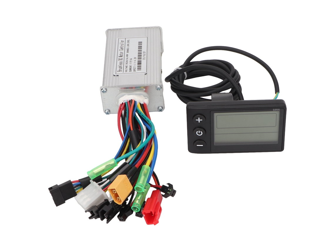 Kit Controle Motor Brushless Bicicleta Elétrica Sine Wave Com Painel S866 17a 24v-48v 250w-350w