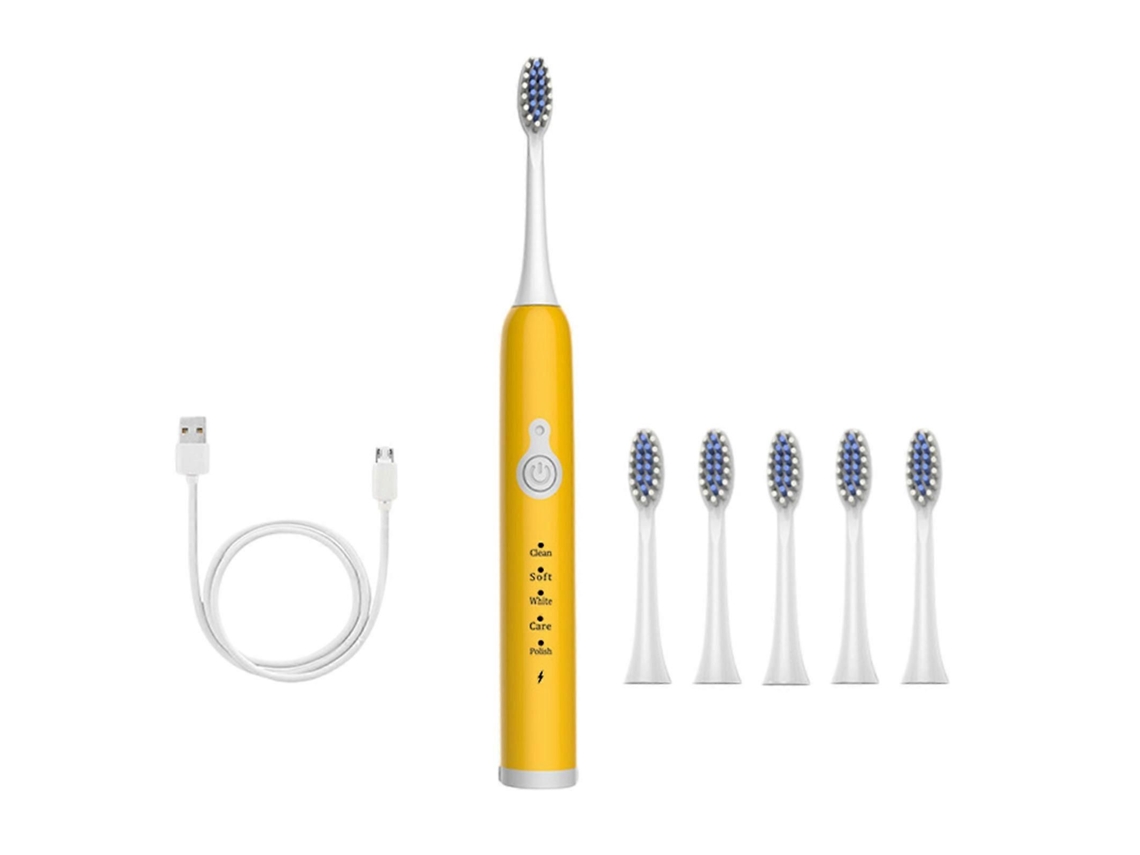 Escova De Dentes Elétrica, Escova De Dentes Elétrica Com 6 Cabeças De Escova, 5 Modos De Limpeza, Escova De Dentes Elétrica Aprimorada, Maior Vid