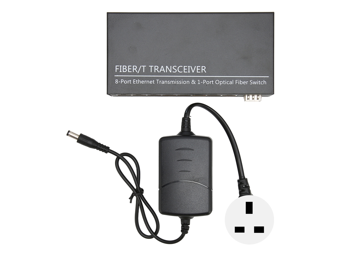Conversor De Mídia De Fibra Ethernet (1 Porta Óptica 8 Portas Elétricas Conversão De Fibra)