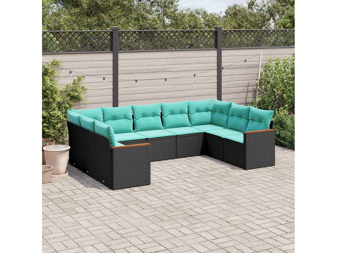 Conjunto de Sofá de Jardim com 8 Peças e Almofadas em Rattan Sintético Cinza VIDAXL