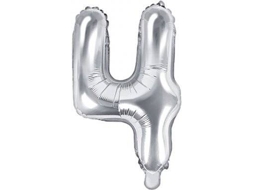 Balão PARTYDECO número 4 Foil 35cm Prateado
