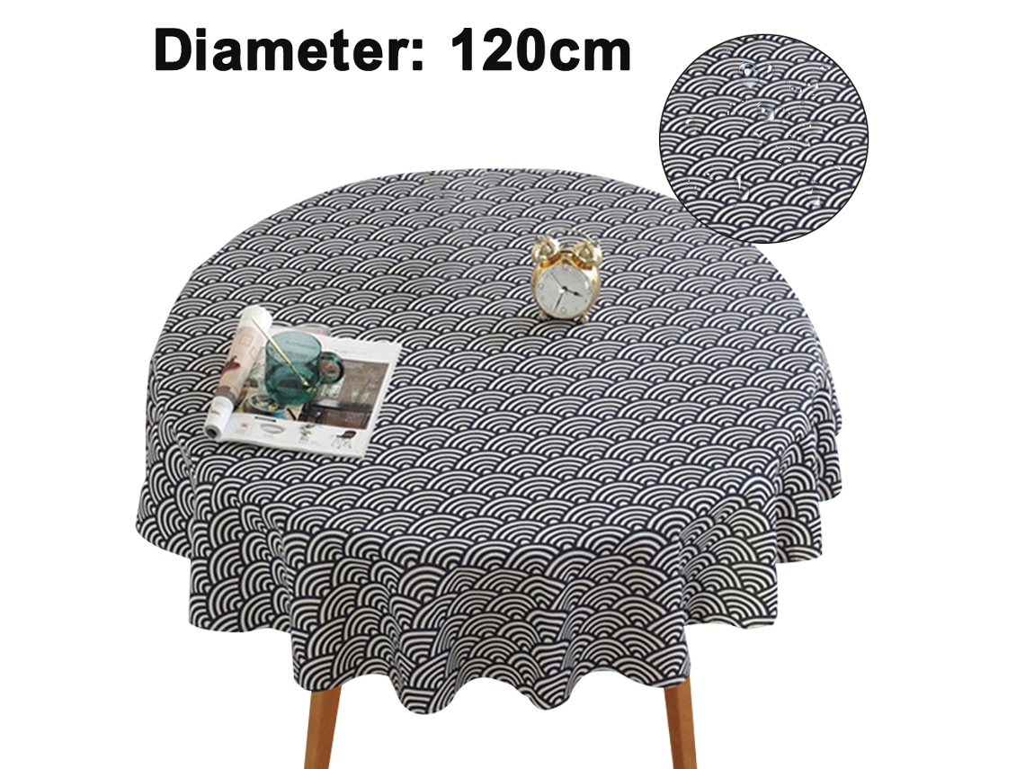 Toalha de Mesa Redonda Sem Rugas Antidesbotamento Capa de Mesa Externa para Jantar Estilo 6 120 Cm de Diâmetro