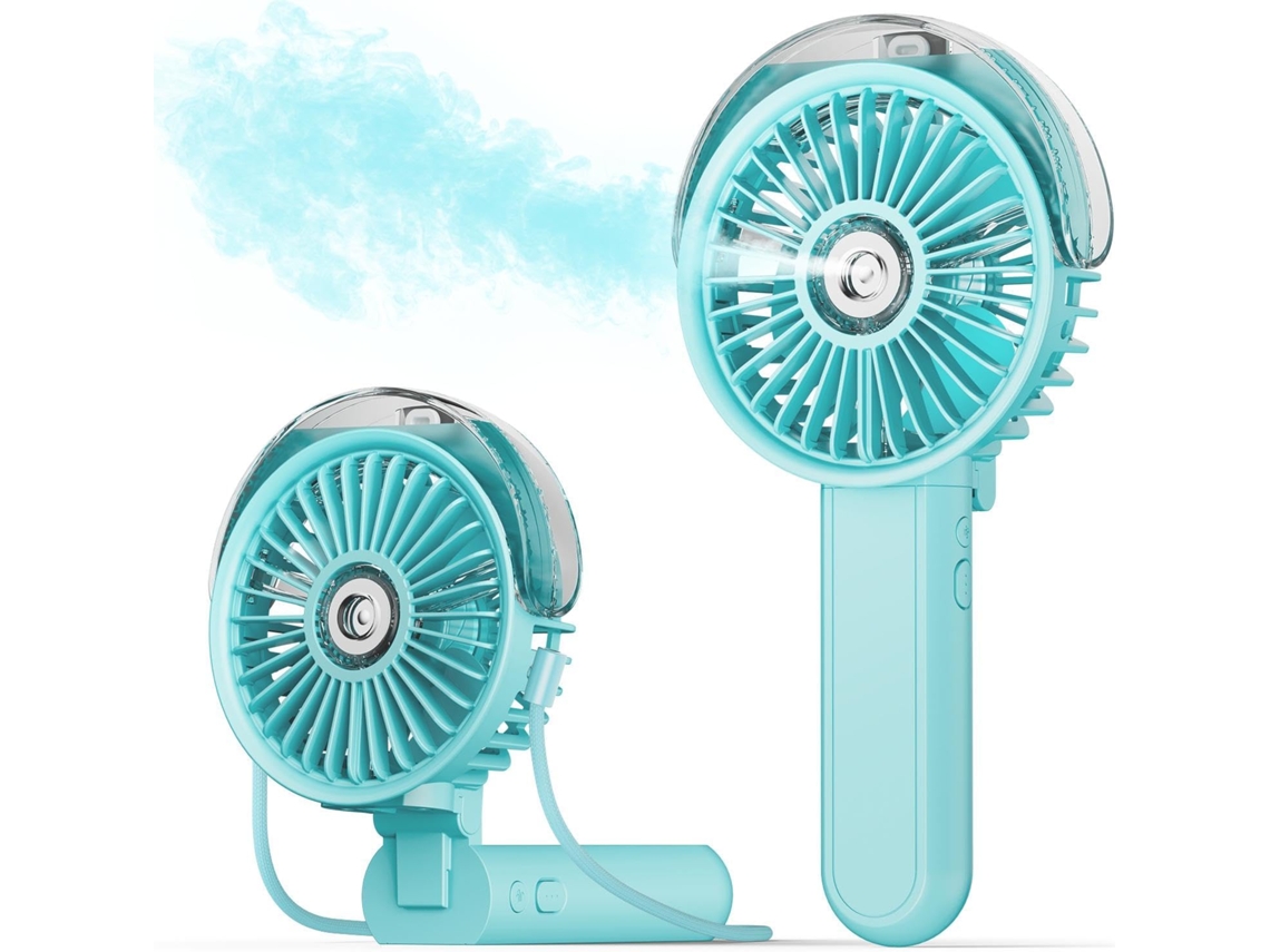 Ventilador Portátil Com Função De Névoa, Dobrável Em 180°, Recarregável, Com 3 Velocidades E Reservatório De Água De 30ml