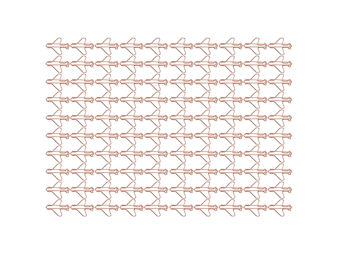 100 Clips De Papel Moldados Electroplateados Série Ouro Rosa Metálicos Leves Bonitos Clips De Escritório Para Uso Diário Avião