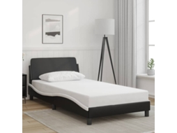Vidaxl Estrutura De Cama Dover 100x190cm Couro Artif. Preto/branco