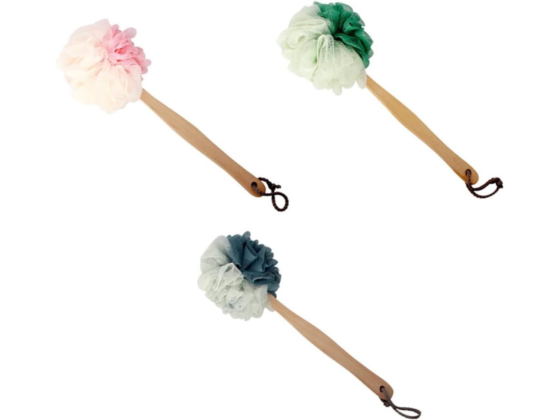 Conjunto De 3 Escovas Banho Madeira Com Cabo Longo, Fáceis De Secar E Guardar, Para Uma Limpeza Suave Do Corpo E Da