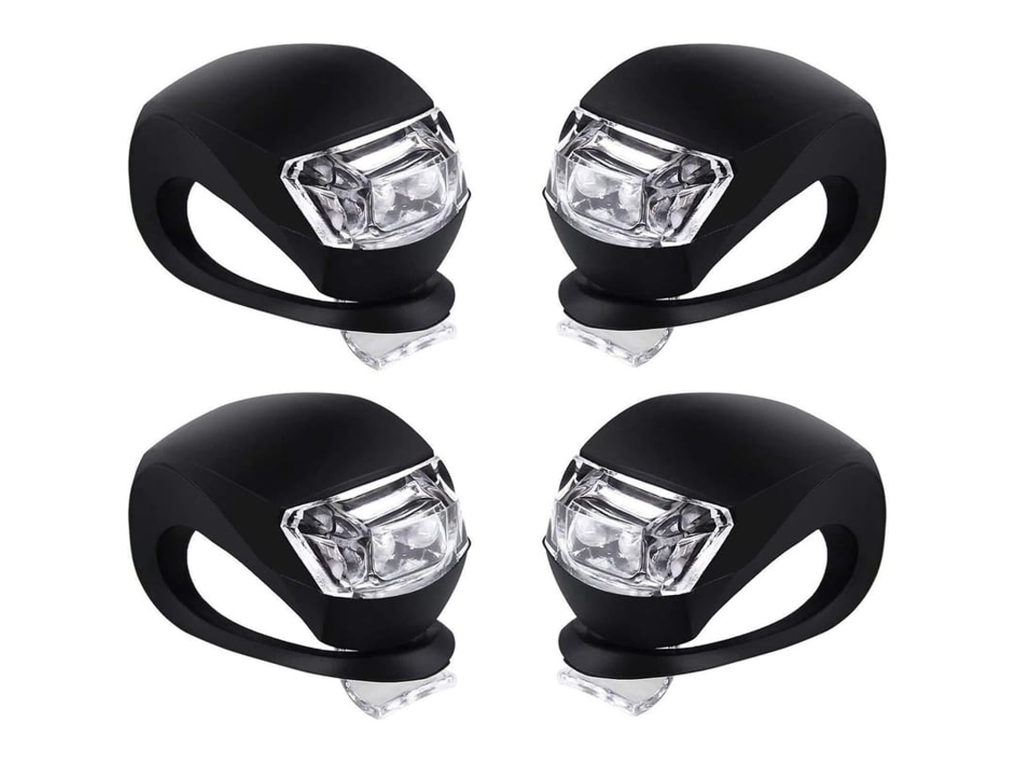 Conjunto De Luzes Para Bicicleta - Luzes Dianteira E Traseira Com Pilhas Incluídas 4 Pacotes