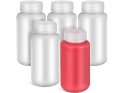Frascos De Plástico De 250 Ml, Pacote Com 5 Frascos Largos Para Amostras.