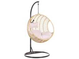 Silla Colgante Con Soporte Beliani Aspio De Ratán Sintético Marrón 99x97x199