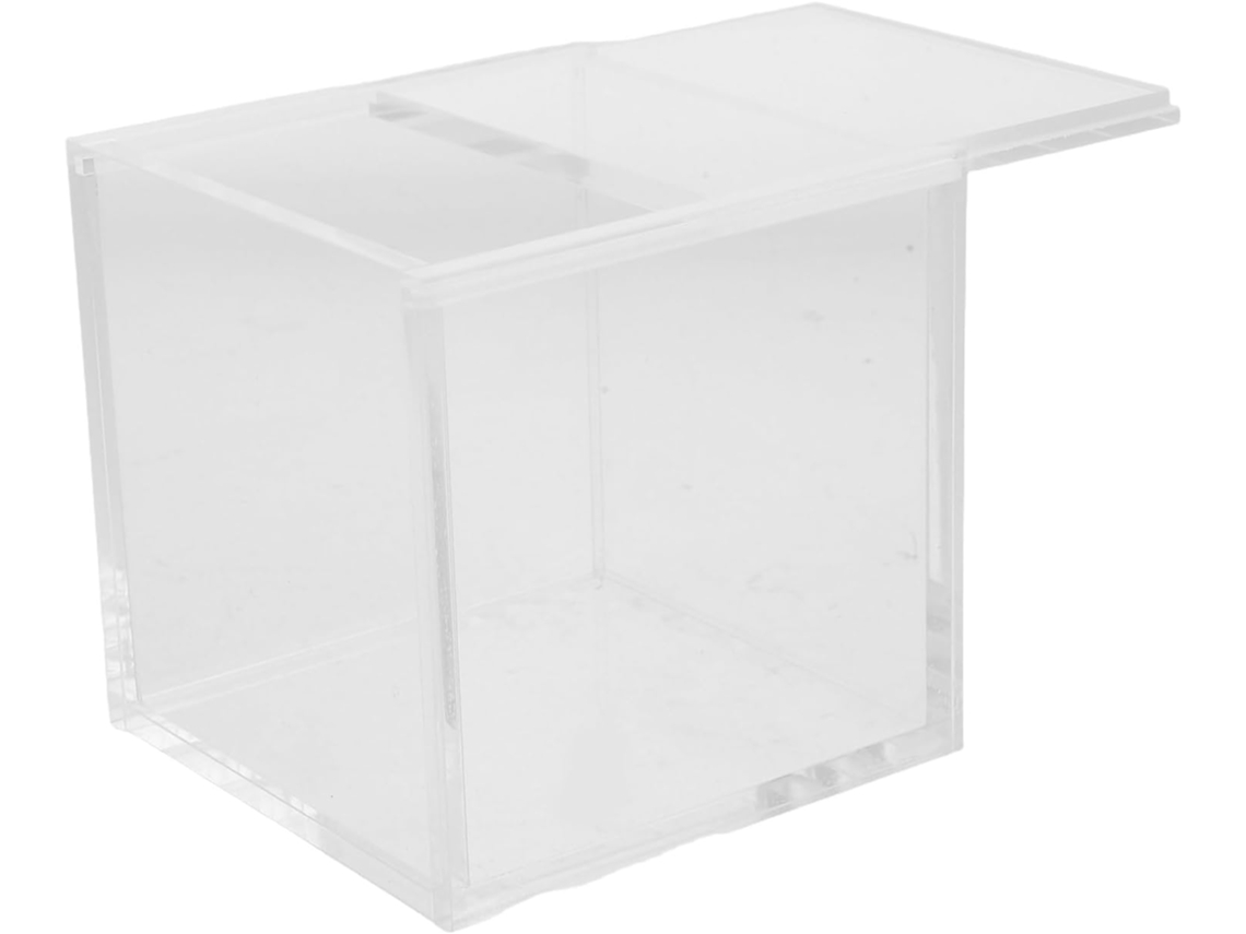 Caixa De Joias Em Acrílico Transparente De 9x9x9 Cm, Organizador De Anéis Compacto Com Tampa.