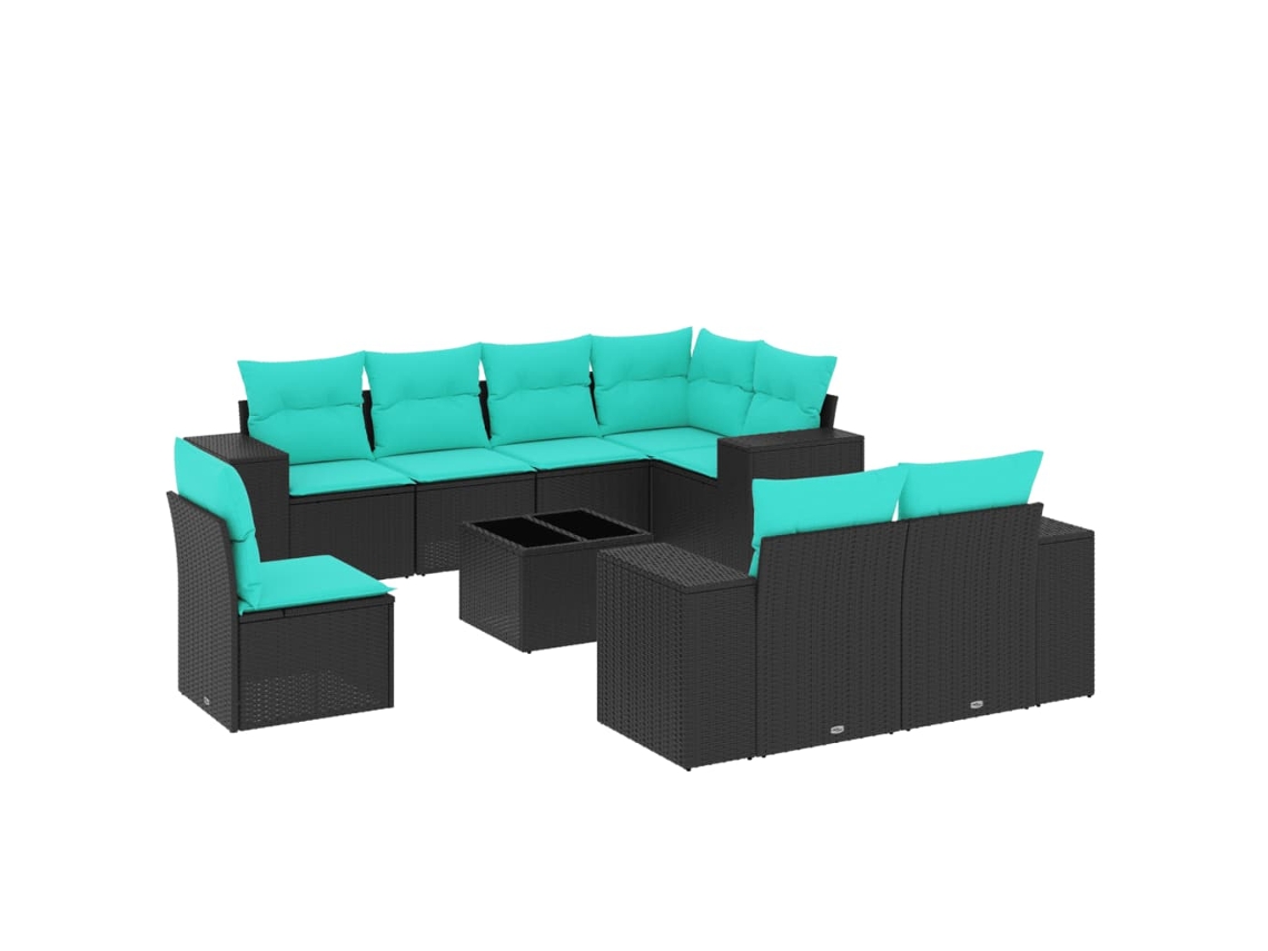 Conjunto de Sofá de Jardim, 5 Peças, Almofadas, Rattan Preto MAISON EXCLUSIVE