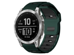 Bracelete para Garmin Fenix 8 / 7 / 6 / 5 Silicone Bicolor com Encaixe Verde Selvagem e Preto XIAOMOYU (22mm)